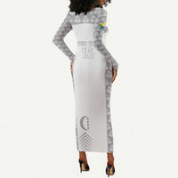 Custom Comoros Football Long Sleeve Bodycon Dress Go Champions White Les Coelacantes - Wonder Print Shop