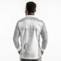 Custom Comoros Football Long Sleeve Polo Shirt Go Champions White Les Coelacantes - Wonder Print Shop