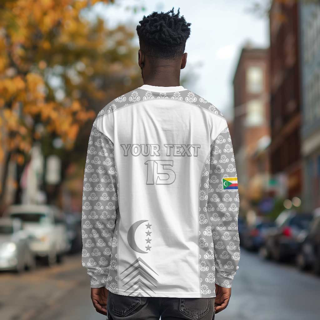 Custom Comoros Football Long Sleeve Shirt Go Champions White Les Coelacantes - Wonder Print Shop