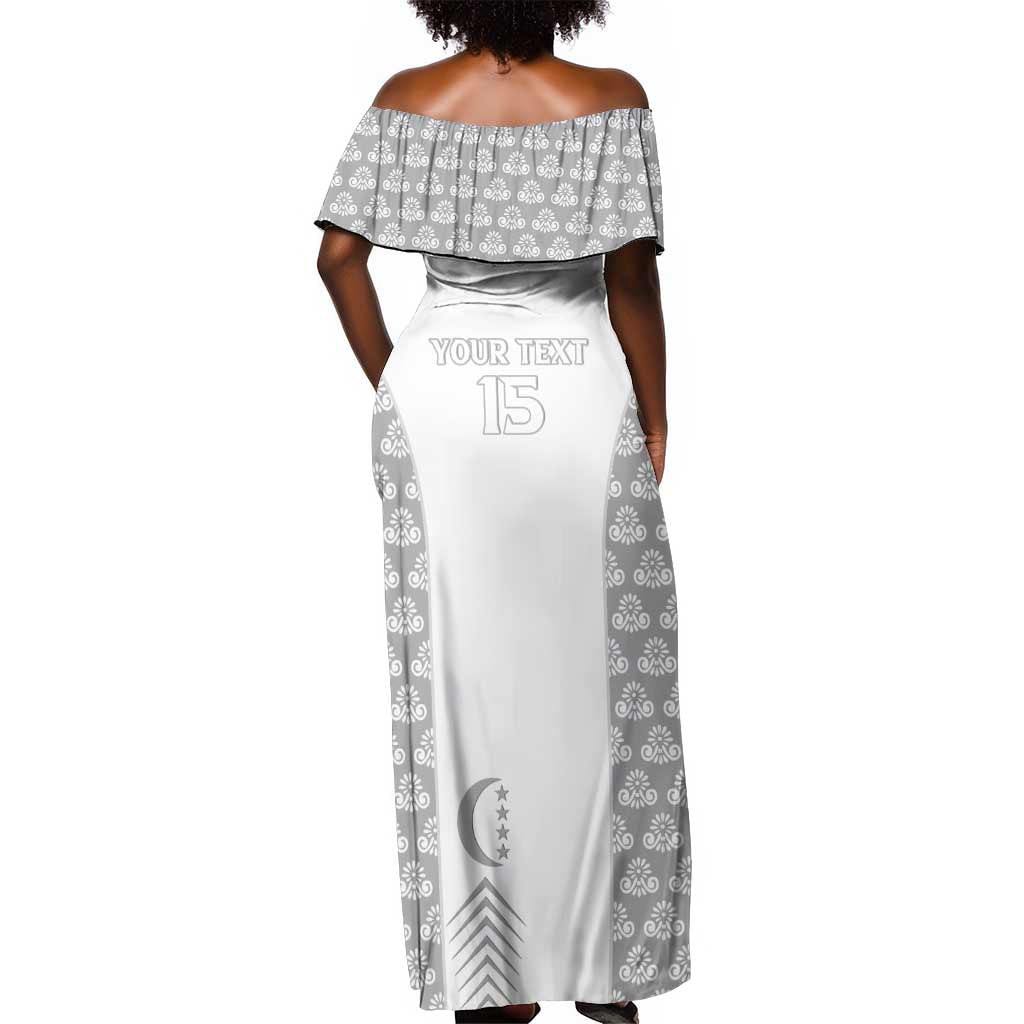 Custom Comoros Football Off Shoulder Maxi Dress Go Champions White Les Coelacantes - Wonder Print Shop