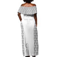 Custom Comoros Football Off Shoulder Maxi Dress Go Champions White Les Coelacantes - Wonder Print Shop