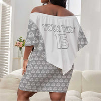 Custom Comoros Football Off Shoulder Short Dress Go Champions White Les Coelacantes - Wonder Print Shop