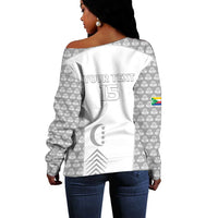 Custom Comoros Football Off Shoulder Sweater Go Champions White Les Coelacantes - Wonder Print Shop