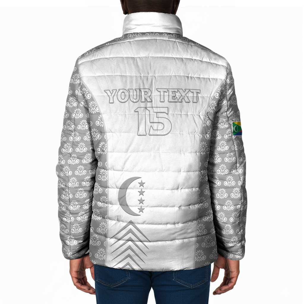 Custom Comoros Football Padded Jacket Go Champions White Les Coelacantes - Wonder Print Shop