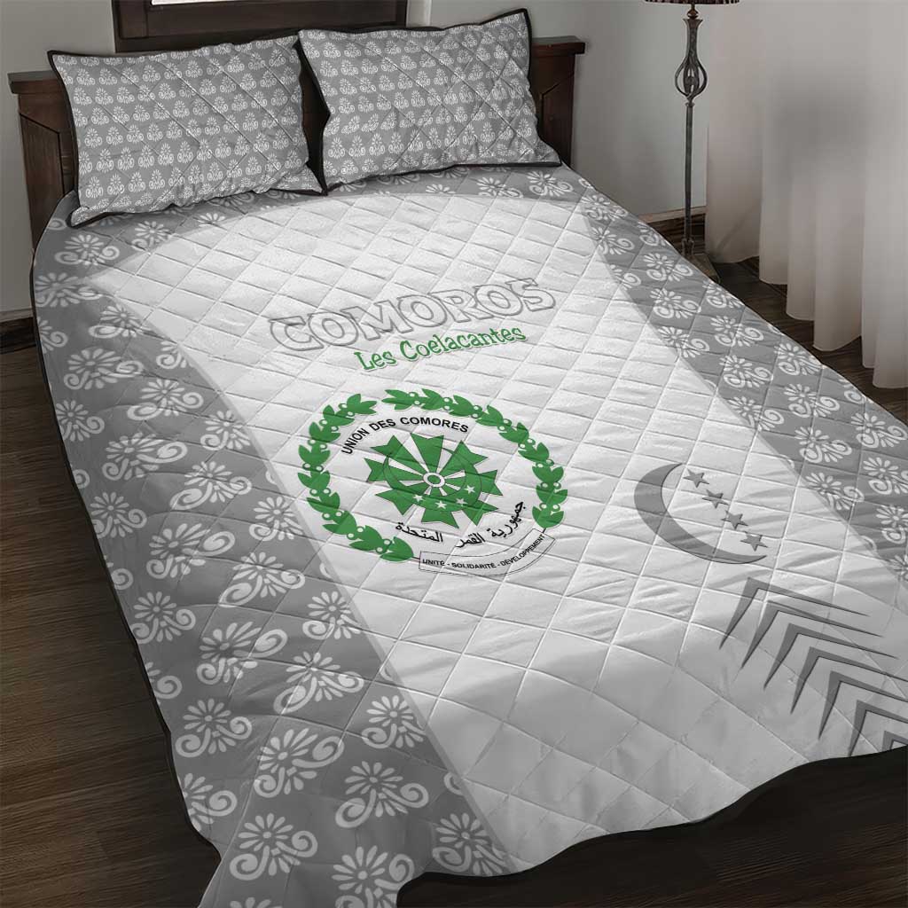 Comoros Football Quilt Bed Set Go Champions White Les Coelacantes - Wonder Print Shop