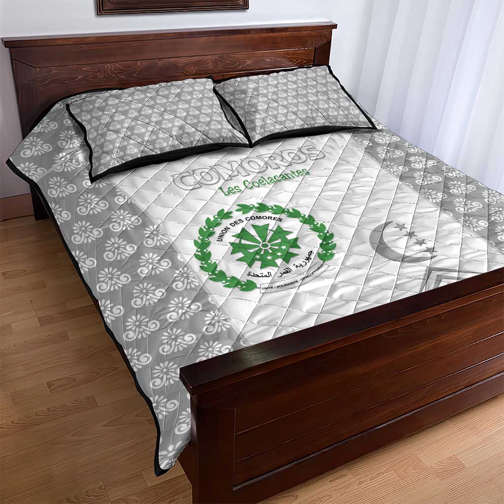 Comoros Football Quilt Bed Set Go Champions White Les Coelacantes - Wonder Print Shop