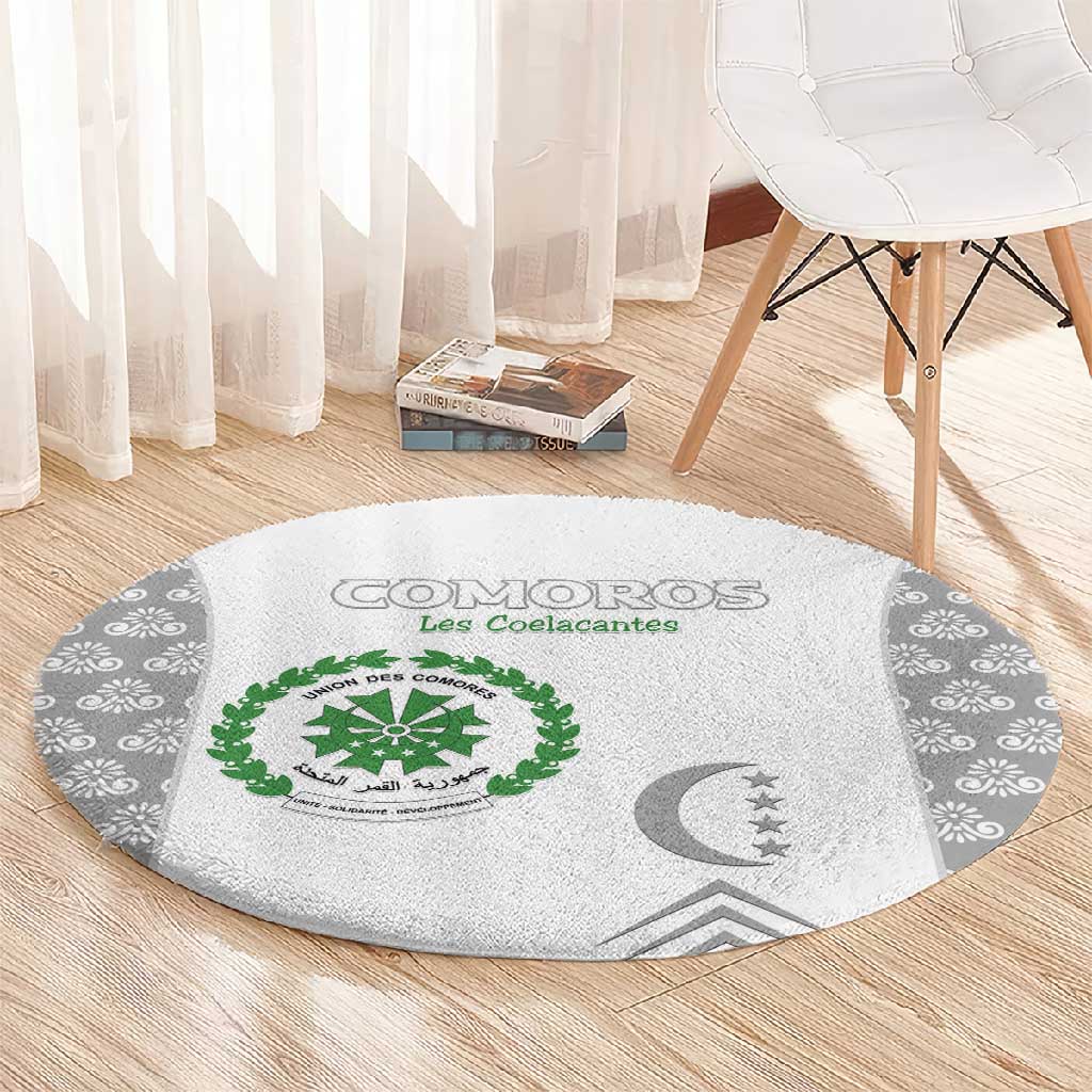 Comoros Football Round Carpet Go Champions White Les Coelacantes - Wonder Print Shop