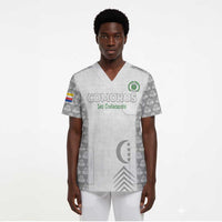 Custom Comoros Football Scrub Top Go Champions White Les Coelacantes - Wonder Print Shop