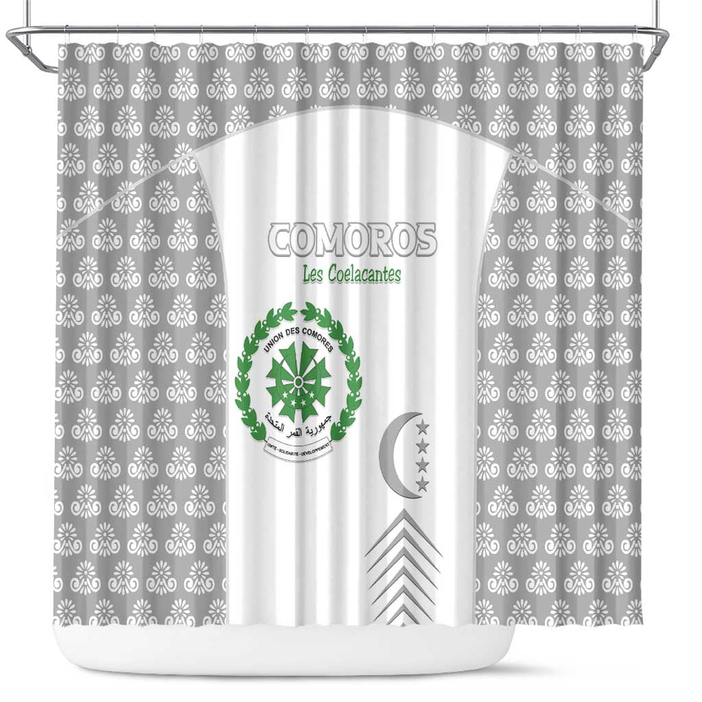 Comoros Football Shower Curtain Go Champions White Les Coelacantes - Wonder Print Shop