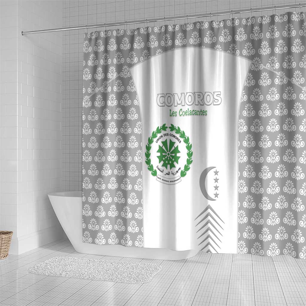 Comoros Football Shower Curtain Go Champions White Les Coelacantes - Wonder Print Shop