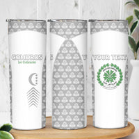 Custom Comoros Football Skinny Tumbler Go Champions White Les Coelacantes - Wonder Print Shop