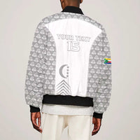 Custom Comoros Football Sleeve Zip Bomber Jacket Go Champions White Les Coelacantes - Wonder Print Shop