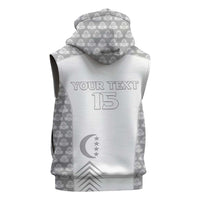 Custom Comoros Football Sleeveless Hoodie Go Champions White Les Coelacantes - Wonder Print Shop
