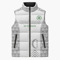 Custom Comoros Football Sleeveless Puffer Jacket Go Champions White Les Coelacantes - Wonder Print Shop