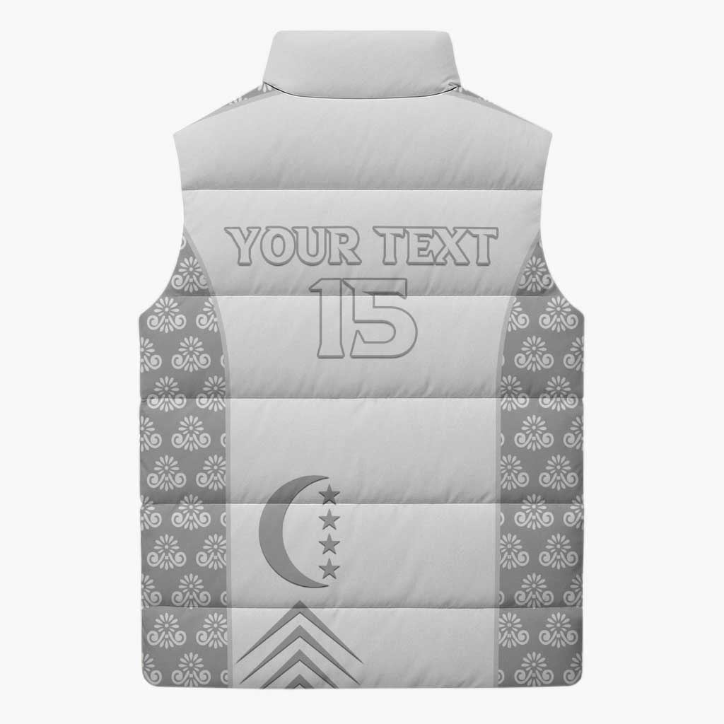Custom Comoros Football Sleeveless Puffer Jacket Go Champions White Les Coelacantes - Wonder Print Shop