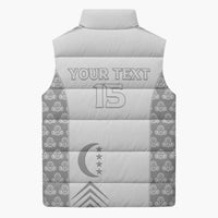 Custom Comoros Football Sleeveless Puffer Jacket Go Champions White Les Coelacantes - Wonder Print Shop