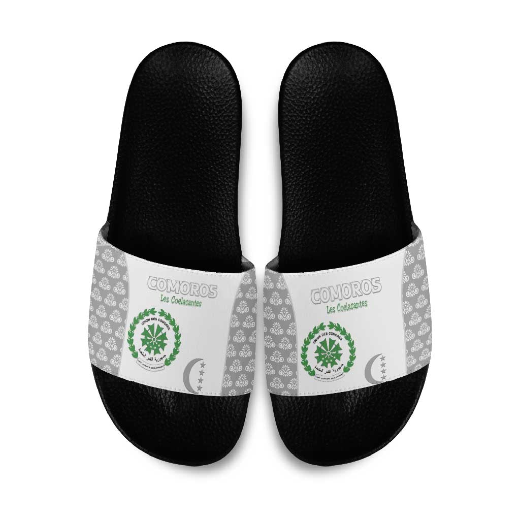 Comoros Football Slide Sandals Go Champions White Les Coelacantes - Wonder Print Shop