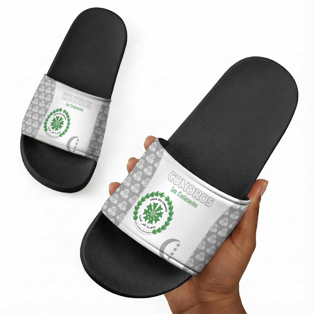Comoros Football Slide Sandals Go Champions White Les Coelacantes - Wonder Print Shop