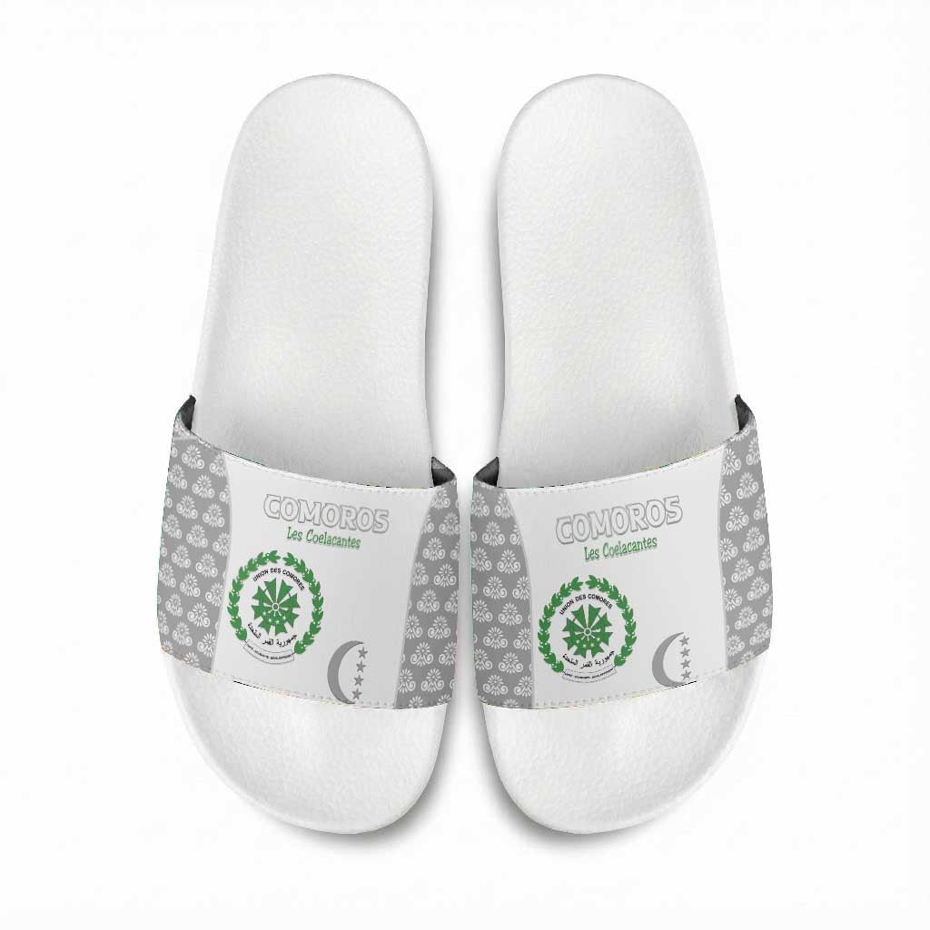 Comoros Football Slide Sandals Go Champions White Les Coelacantes - Wonder Print Shop
