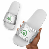Comoros Football Slide Sandals Go Champions White Les Coelacantes - Wonder Print Shop