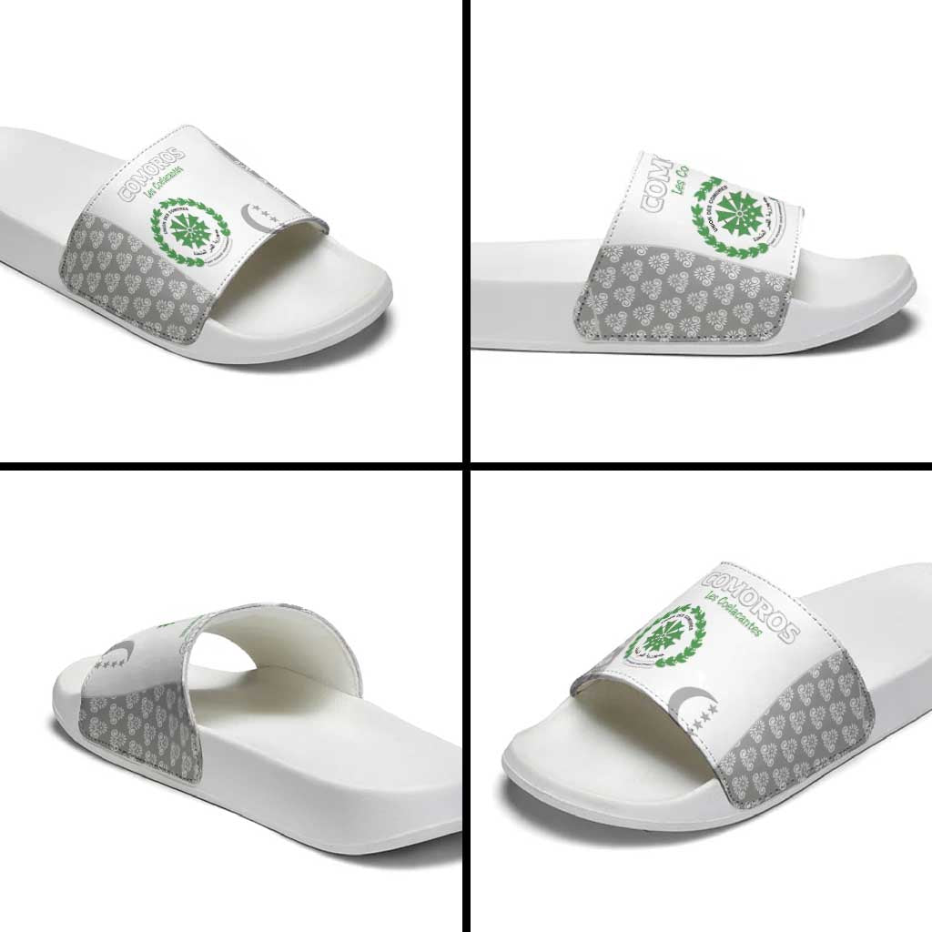 Comoros Football Slide Sandals Go Champions White Les Coelacantes - Wonder Print Shop