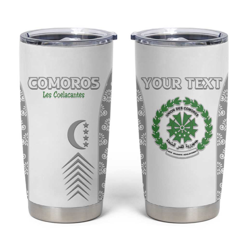 Custom Comoros Football Tumbler Cup Go Champions White Les Coelacantes - Wonder Print Shop
