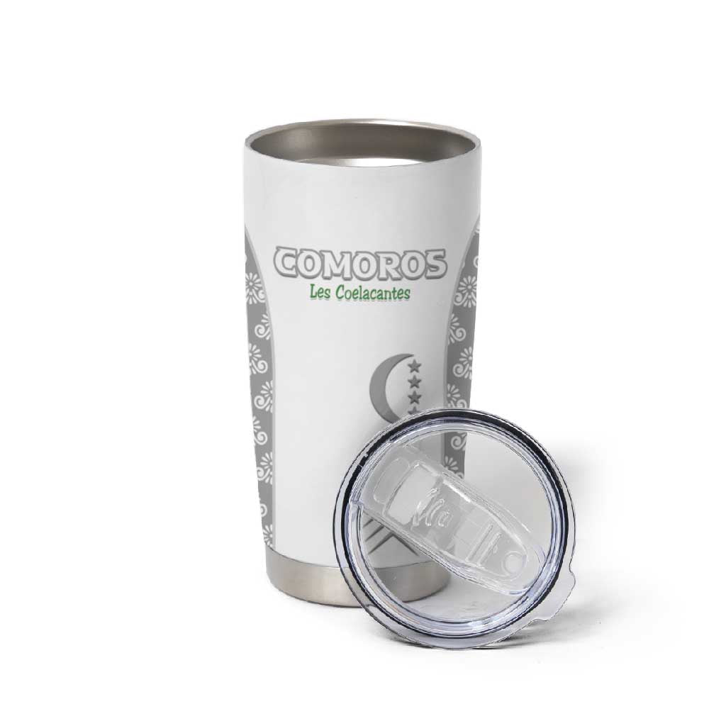 Custom Comoros Football Tumbler Cup Go Champions White Les Coelacantes - Wonder Print Shop