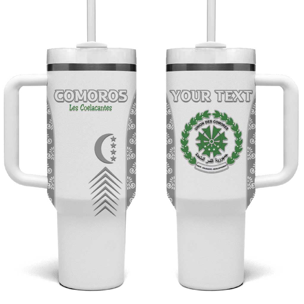 Custom Comoros Football Tumbler With Handle Go Champions White Les Coelacantes - Wonder Print Shop