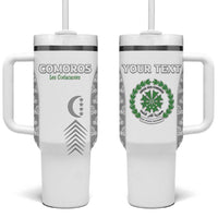 Custom Comoros Football Tumbler With Handle Go Champions White Les Coelacantes - Wonder Print Shop