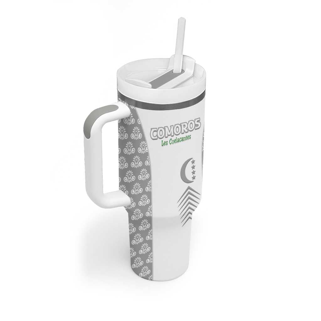 Custom Comoros Football Tumbler With Handle Go Champions White Les Coelacantes - Wonder Print Shop