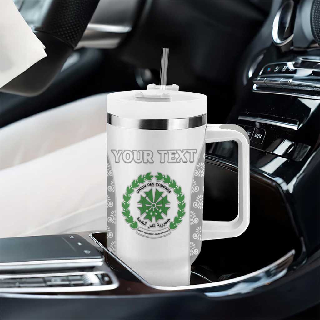Custom Comoros Football Tumbler With Handle Go Champions White Les Coelacantes - Wonder Print Shop