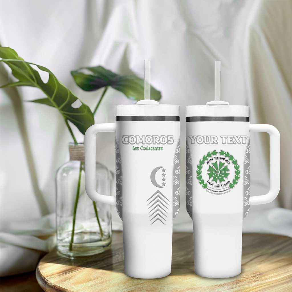 Custom Comoros Football Tumbler With Handle Go Champions White Les Coelacantes - Wonder Print Shop