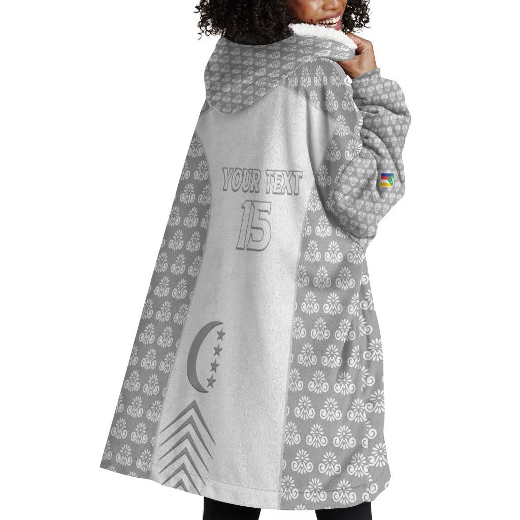 Custom Comoros Football Wearable Blanket Hoodie Go Champions White Les Coelacantes - Wonder Print Shop