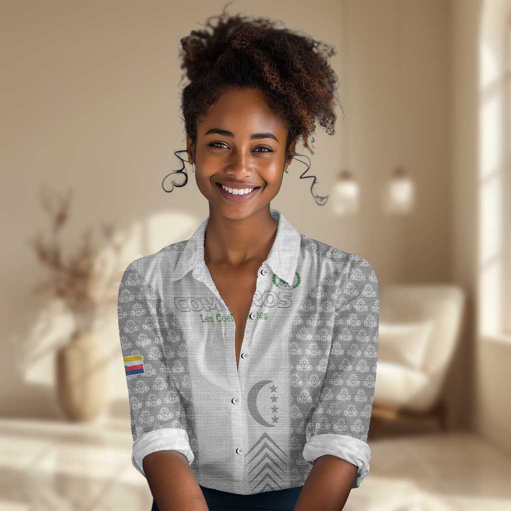 Custom Comoros Football Women Casual Shirt Go Champions White Les Coelacantes - Wonder Print Shop