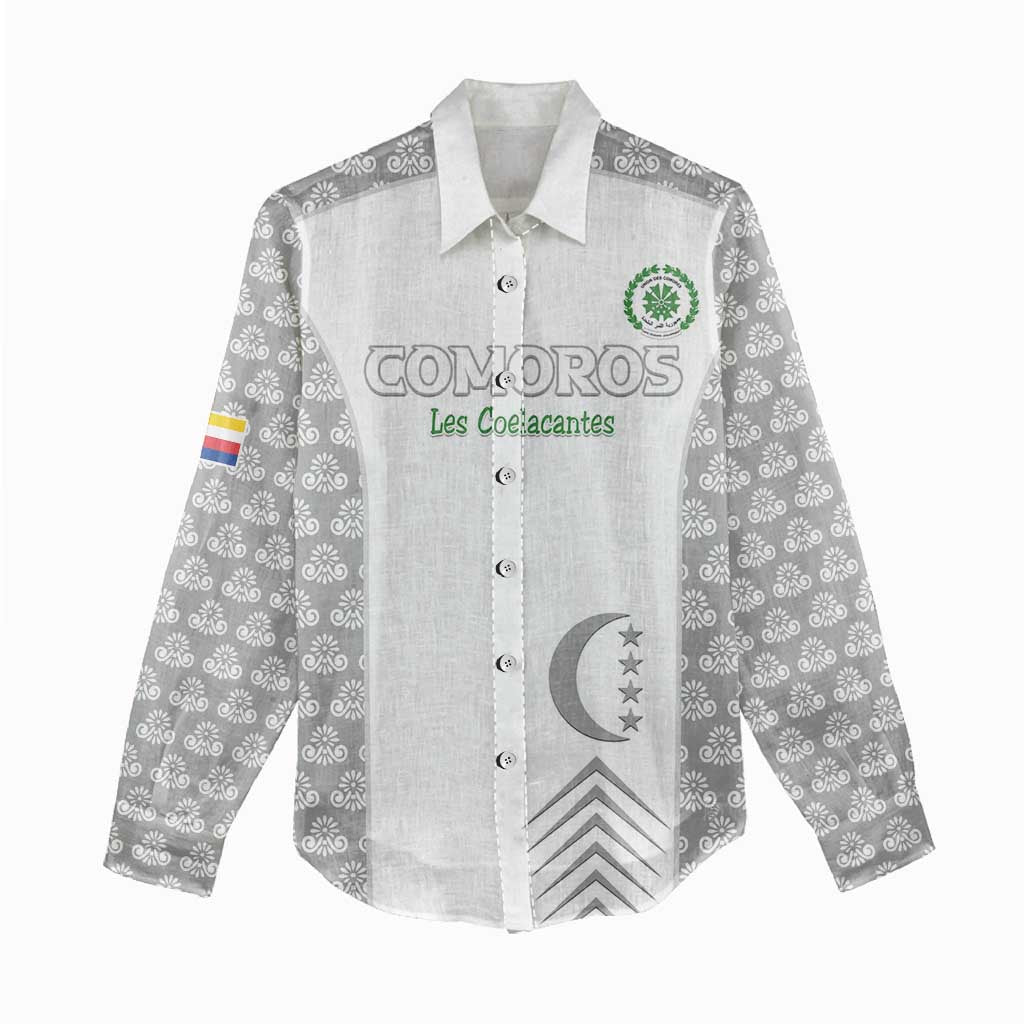 Custom Comoros Football Women Casual Shirt Go Champions White Les Coelacantes - Wonder Print Shop