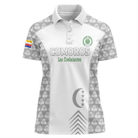 Custom Comoros Football Women Polo Shirt Go Champions White Les Coelacantes LT15