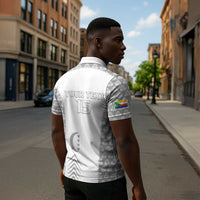 Custom Comoros Football Zipper Polo Shirt Go Champions White Les Coelacantes - Wonder Print Shop