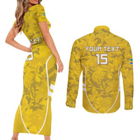 Custom Gabon Football Couples Matching Short Sleeve Bodycon Dress and Long Sleeve Button Shirt Go Panthers