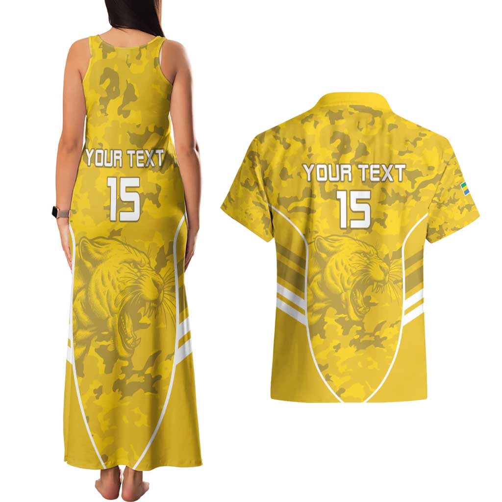 Custom Gabon Football Couples Matching Tank Maxi Dress and Hawaiian Shirt Go Panthers