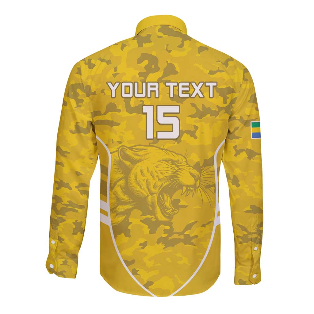 Custom Gabon Football Long Sleeve Button Shirt Go Panthers