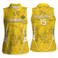 Custom Gabon Football Women Sleeveless Polo Shirt Go Panthers - Wonder Print Shop