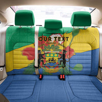 Personalised Gabon Back Car Seat Cover Coat Of Arms With African Pattern