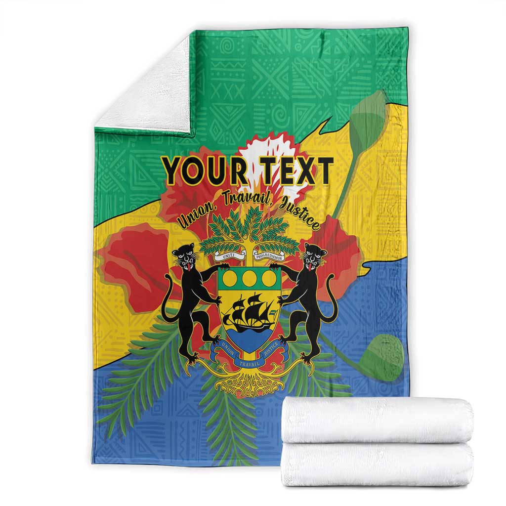 Personalised Gabon Blanket Coat Of Arms With African Pattern