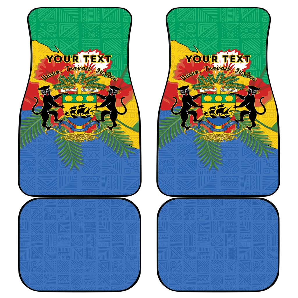 Personalised Gabon Car Mats Coat Of Arms With African Pattern