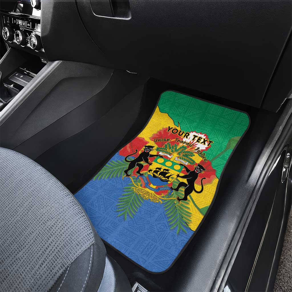 Personalised Gabon Car Mats Coat Of Arms With African Pattern
