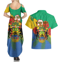 Personalised Gabon Couples Matching Summer Maxi Dress and Hawaiian Shirt Coat Of Arms With African Pattern