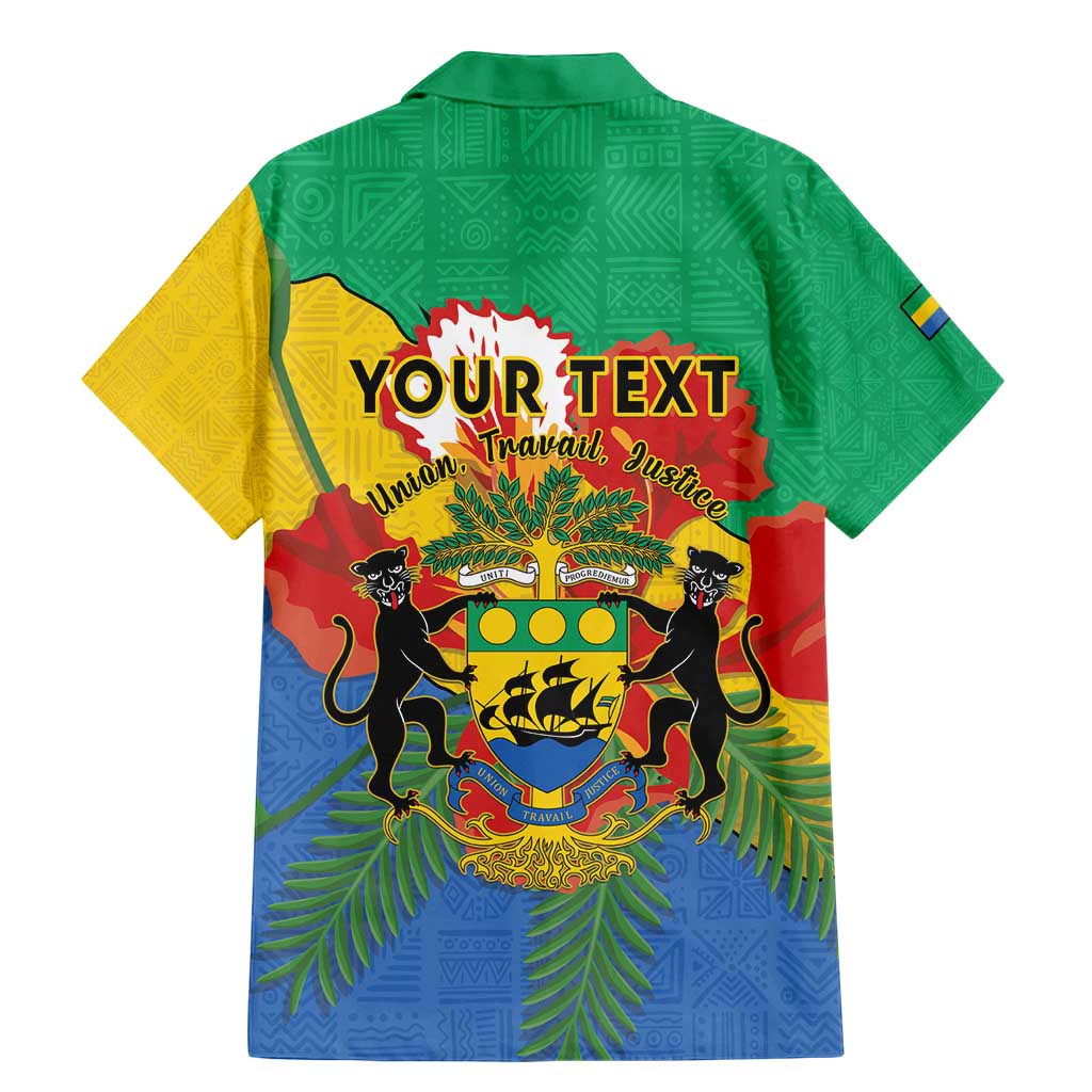 Personalised Gabon Family Matching Mermaid Dress and Hawaiian Shirt Coat Of Arms With African Pattern