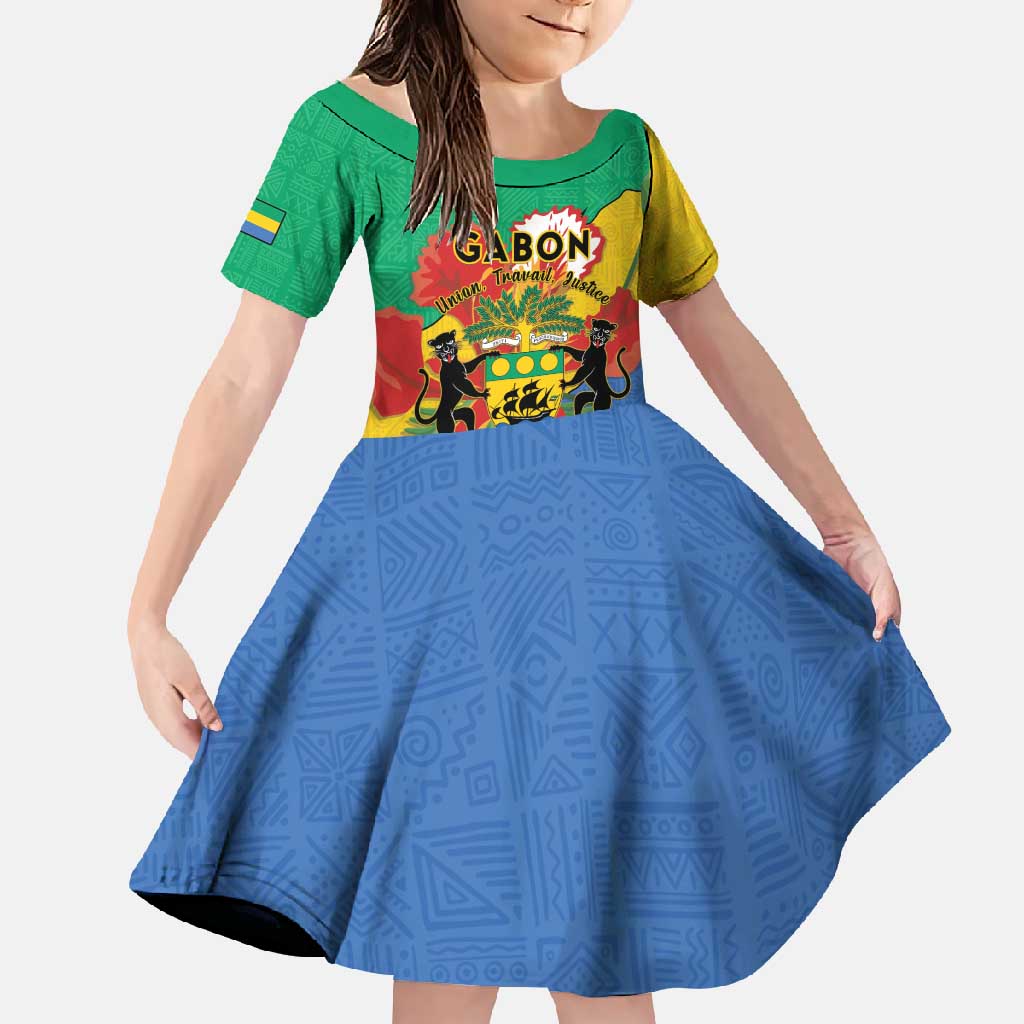 Personalised Gabon Family Matching Tank Maxi Dress and Hawaiian Shirt Coat Of Arms With African Pattern