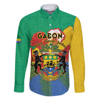 Personalised Gabon Family Matching Tank Maxi Dress and Hawaiian Shirt Coat Of Arms With African Pattern
