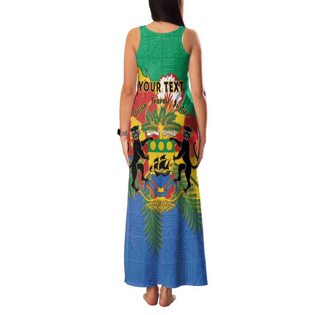 Personalised Gabon Family Matching Tank Maxi Dress and Hawaiian Shirt Coat Of Arms With African Pattern